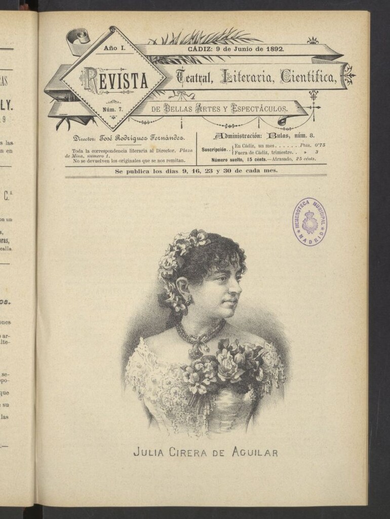 Miniatura de Revista Teatral, Literaria, Científica, de Bellas Artes y Espectáculos. Nº 7