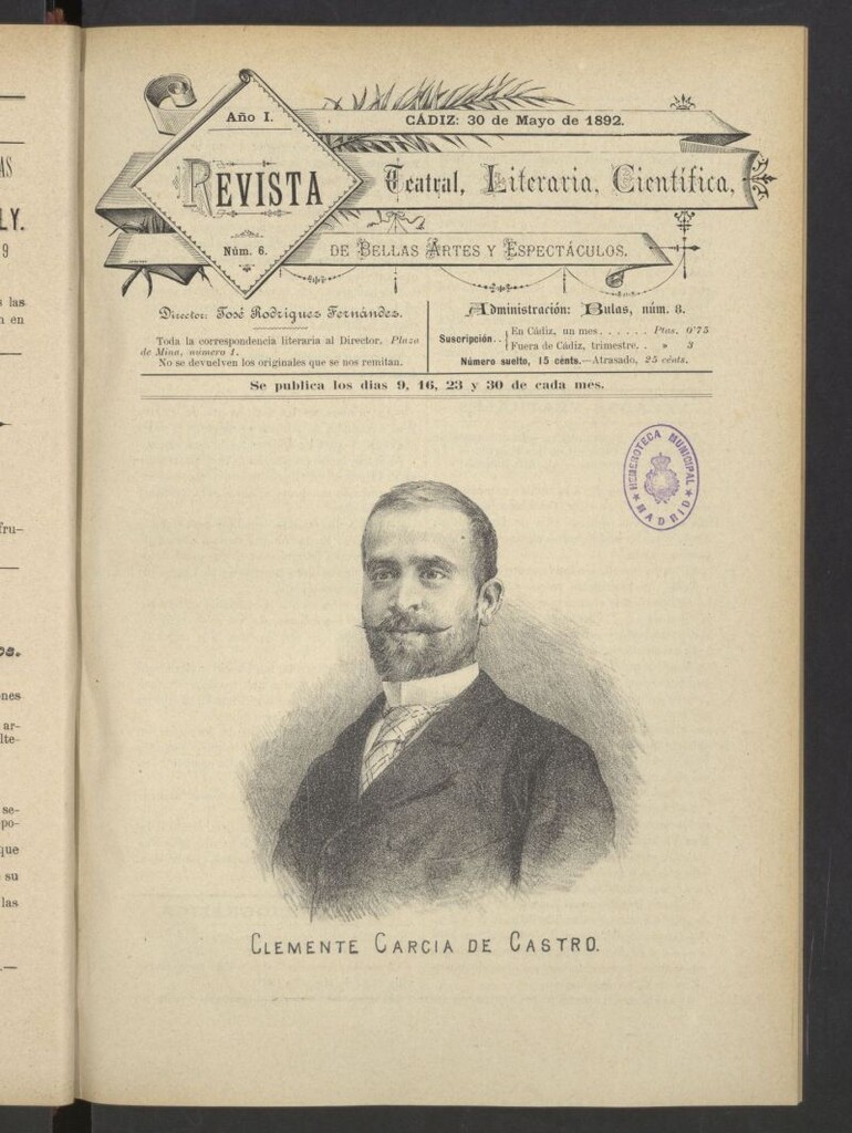 Miniatura de Revista Teatral, Literaria, Científica, de Bellas Artes y Espectáculos. Nº 6