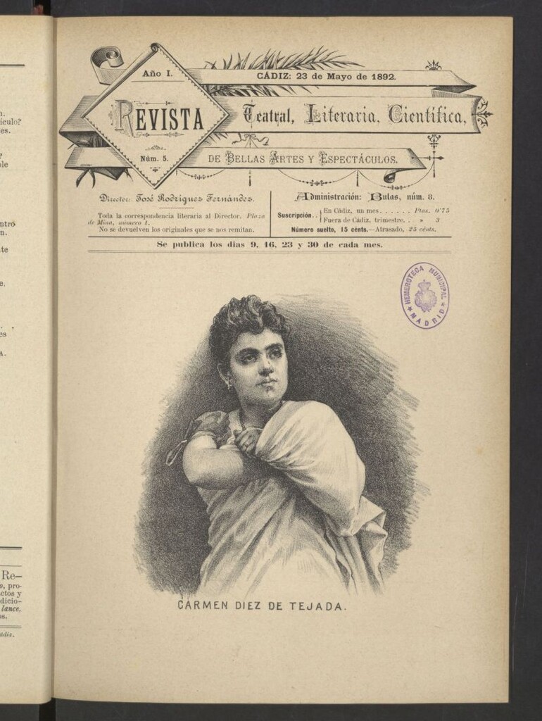 Miniatura de Revista Teatral, Literaria, Científica, de Bellas Artes y Espectáculos. Nº 5