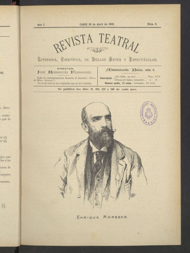 Miniatura de Revista Teatral, Literaria, Científica, de Bellas Artes y Espectáculos. Nº 2
