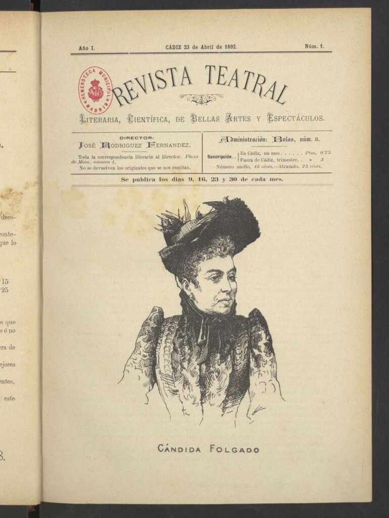 Miniatura de Revista Teatral, Literaria, Científica, de Bellas Artes y Espectáculos. Nº 1