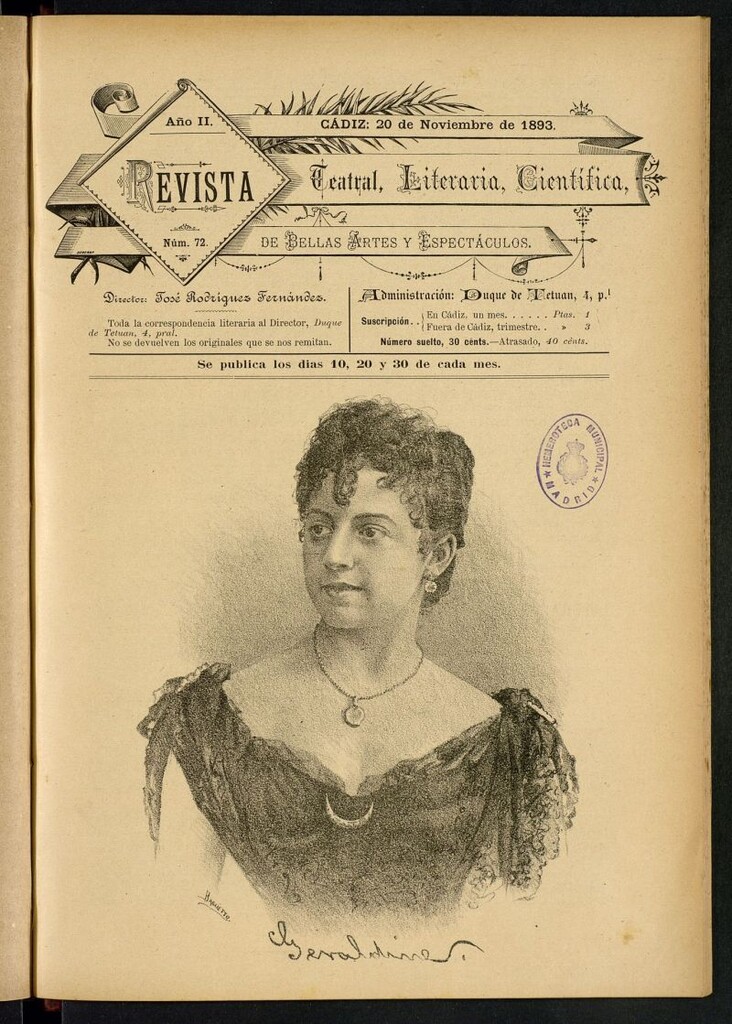 Miniatura de Revista Teatral, Literaria, Científica, de Bellas Artes y Espectáculos. Nº 72