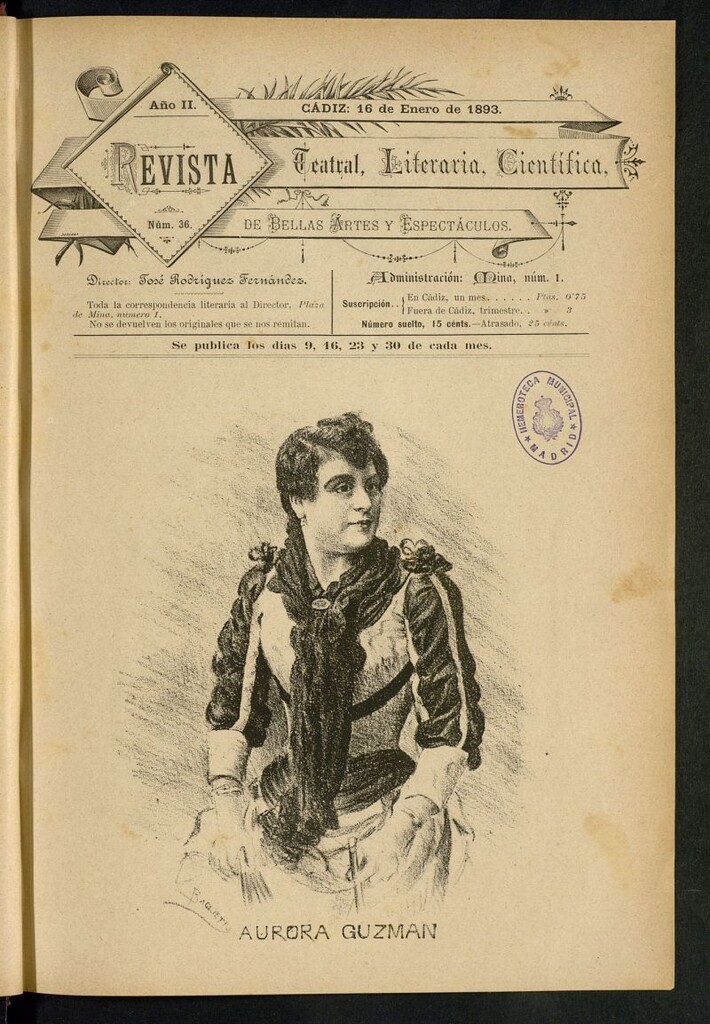 Miniatura de Revista Teatral, Literaria, Científica, de Bellas Artes y Espectáculos. Nº 36