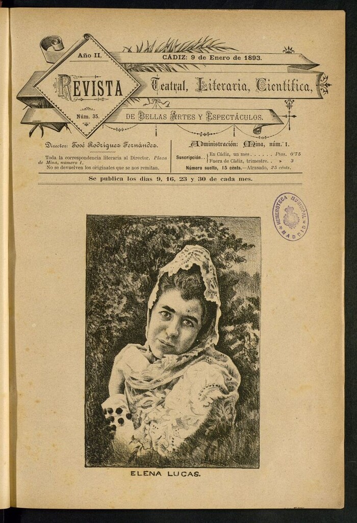 Miniatura de Revista Teatral, Literaria, Científica, de Bellas Artes y Espectáculos. Nº 35