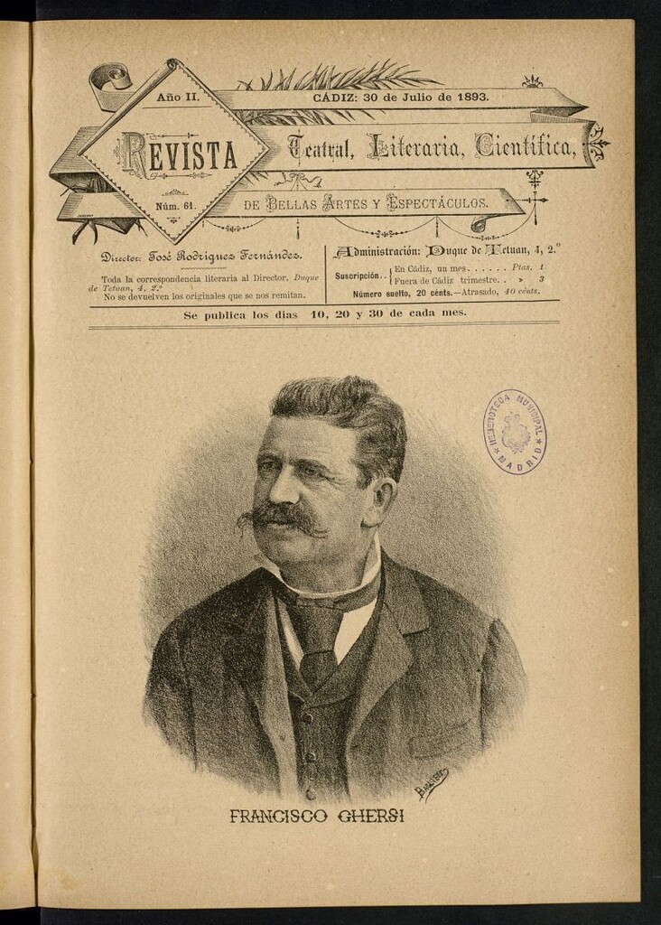 Miniatura de Revista Teatral, Literaria, Científica, de Bellas Artes y Espectáculos. Nº 61