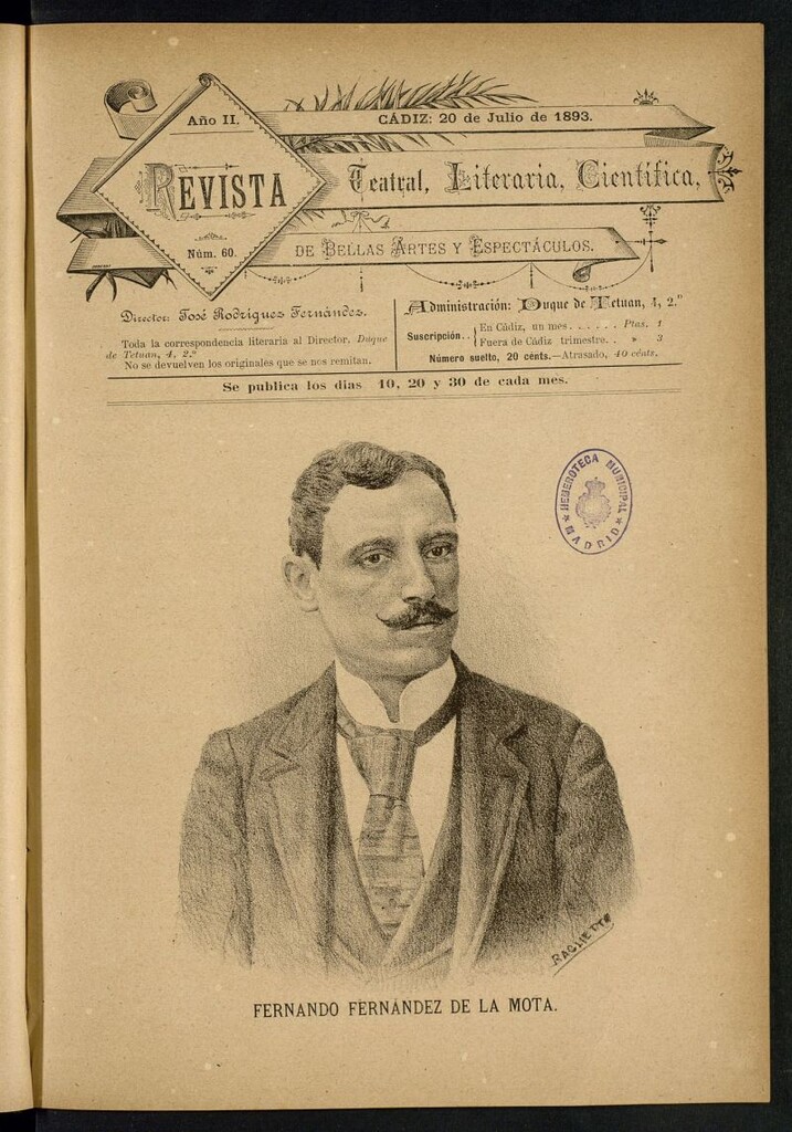 Miniatura de Revista Teatral, Literaria, Científica, de Bellas Artes y Espectáculos. Nº 60
