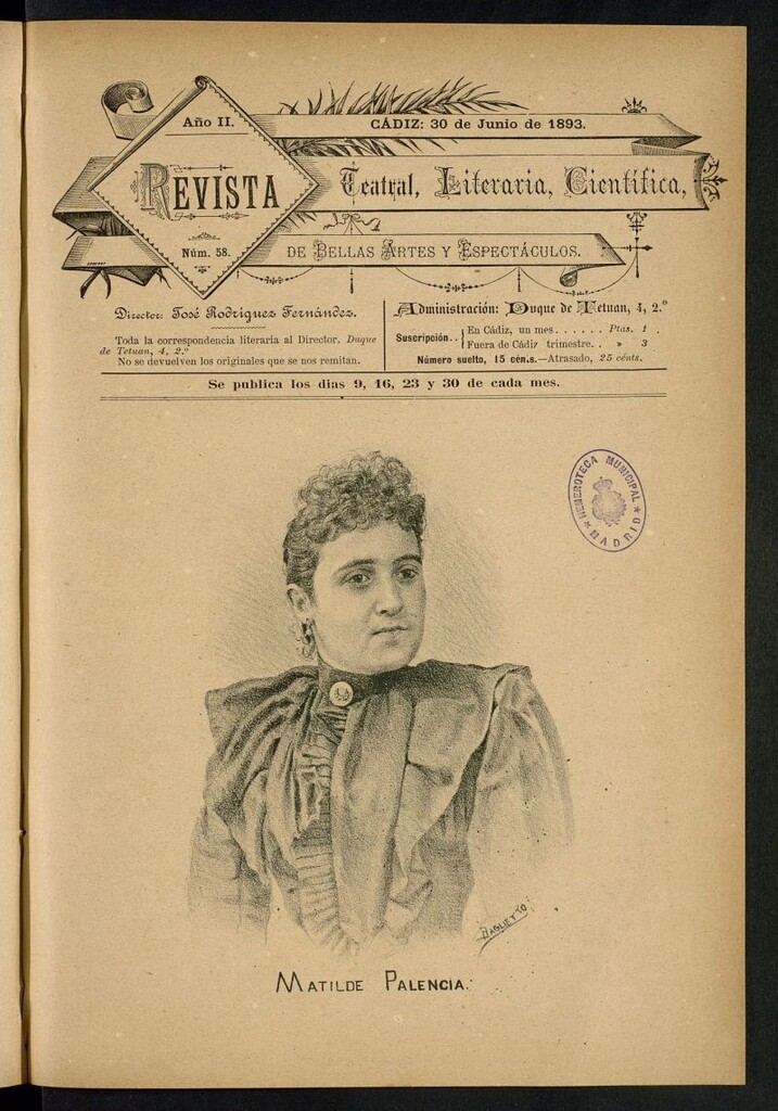 Miniatura de Revista Teatral, Literaria, Científica, de Bellas Artes y Espectáculos. Nº 58