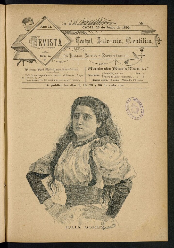 Miniatura de Revista Teatral, Literaria, Científica, de Bellas Artes y Espectáculos. Nº 57