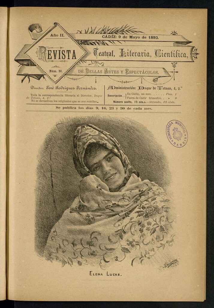 Miniatura de Revista Teatral, Literaria, Científica, de Bellas Artes y Espectáculos. Nº 51