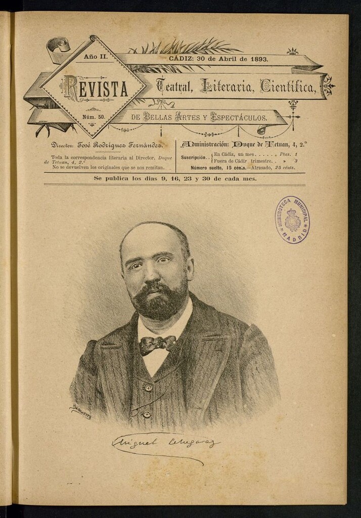 Miniatura de Revista Teatral, Literaria, Científica, de Bellas Artes y Espectáculos. Nº 50