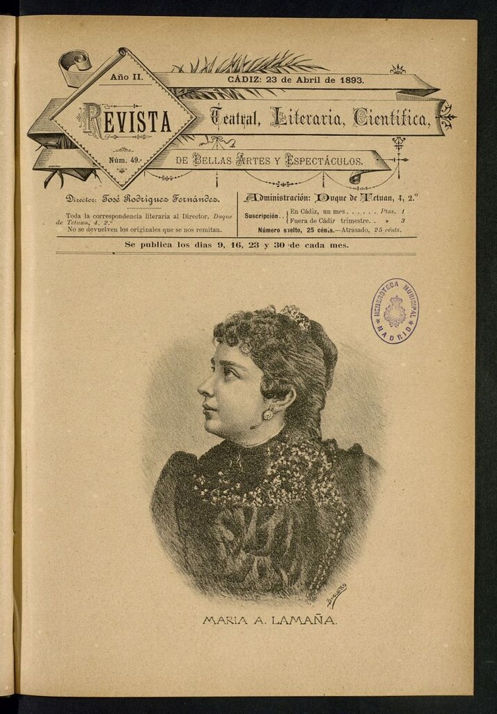 Miniatura de Revista Teatral, Literaria, Científica, de Bellas Artes y Espectáculos. Nº 49