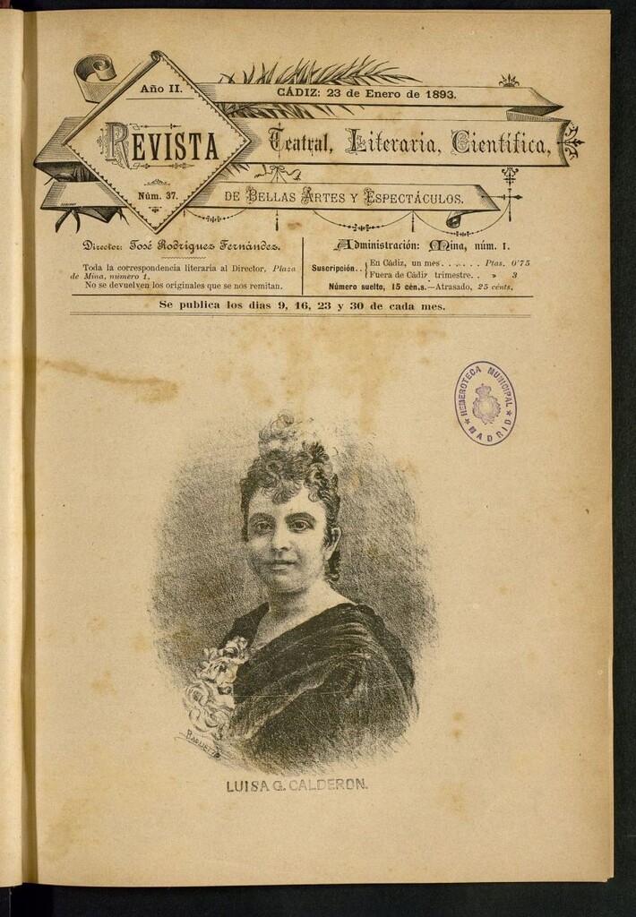 Miniatura de Revista Teatral, Literaria, Científica, de Bellas Artes y Espectáculos. Nº 37