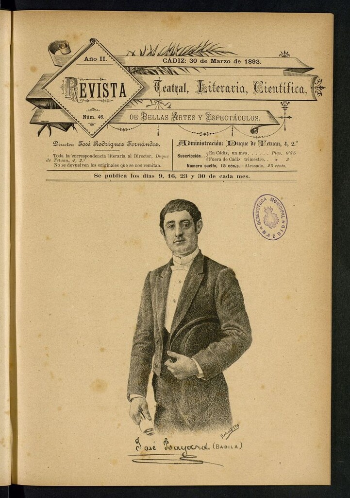Miniatura de Revista Teatral, Literaria, Científica, de Bellas Artes y Espectáculos. Nº 46