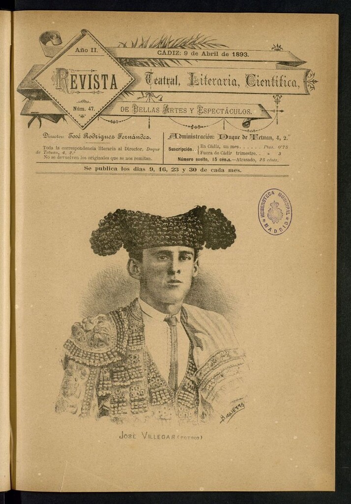Miniatura de Revista Teatral, Literaria, Científica, de Bellas Artes y Espectáculos. Nº 47