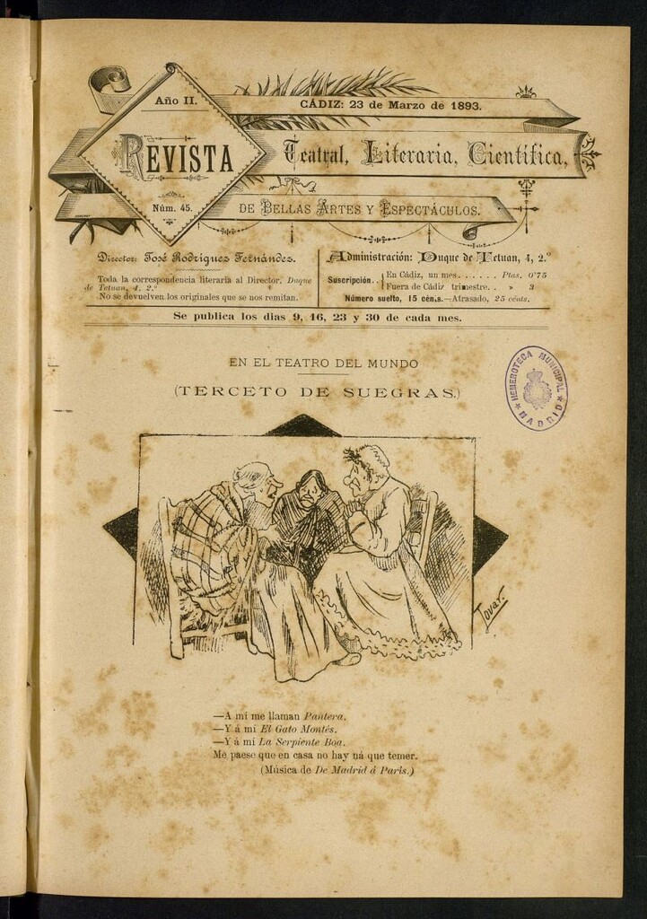 Miniatura de Revista Teatral, Literaria, Científica, de Bellas Artes y Espectáculos. Nº 45
