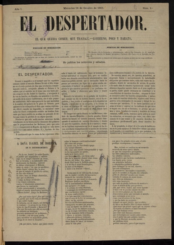 Miniatura de El Despertador (Madrid.1868)