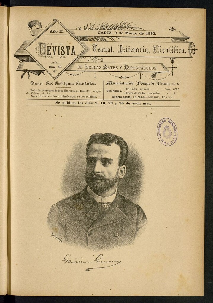 Miniatura de Revista Teatral, Literaria, Científica, de Bellas Artes y Espectáculos. Nº 43