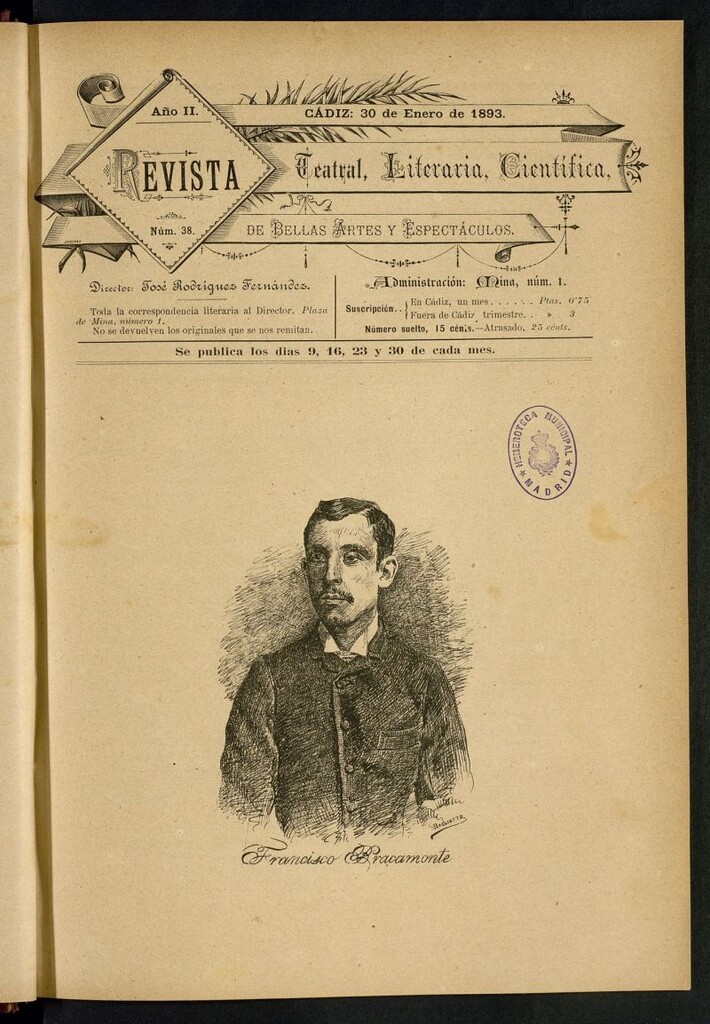Miniatura de Revista Teatral, Literaria, Científica, de Bellas Artes y Espectáculos. Nº 38