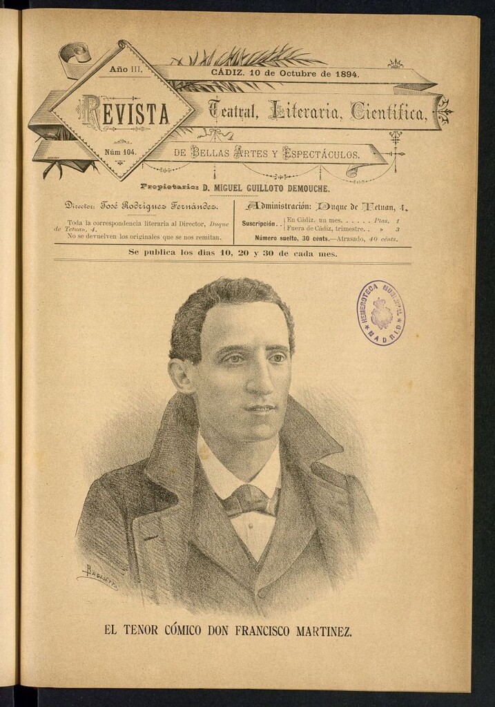 Miniatura de Revista Teatral, Literaria, Científica, de Bellas Artes y Espectáculos. Nº 104