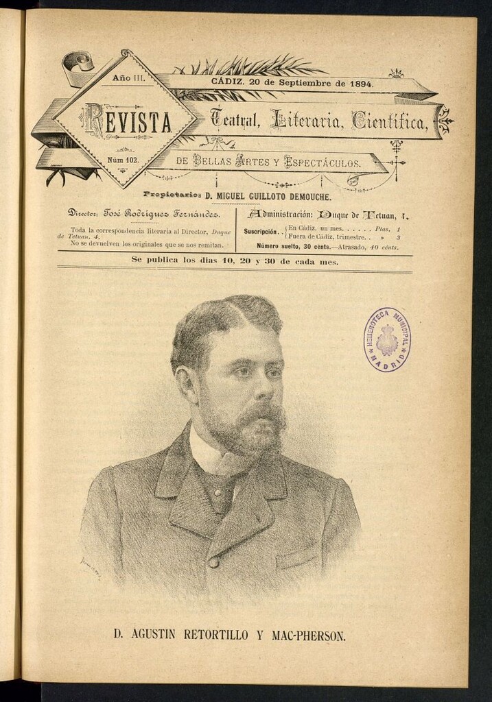 Miniatura de Revista Teatral, Literaria, Científica, de Bellas Artes y Espectáculos. Nº 102