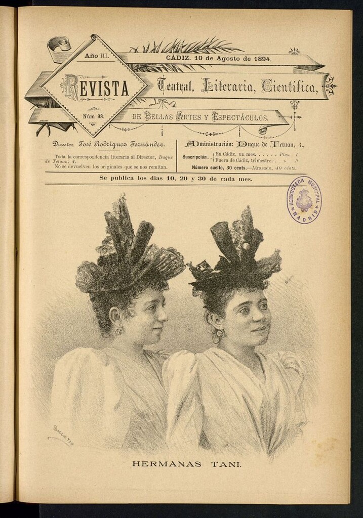 Miniatura de Revista Teatral, Literaria, Científica, de Bellas Artes y Espectáculos. Nº 98