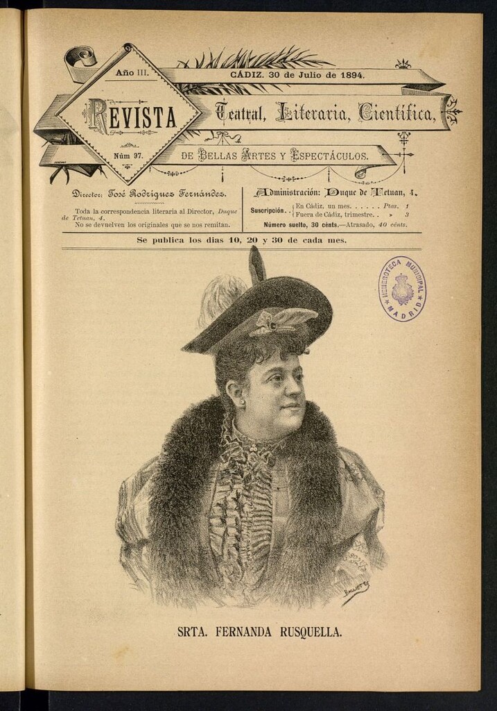 Miniatura de Revista Teatral, Literaria, Científica, de Bellas Artes y Espectáculos. Nº 97