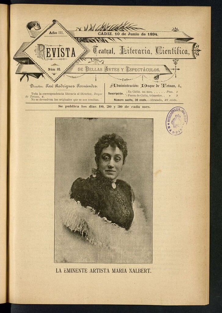 Miniatura de Revista Teatral, Literaria, Científica, de Bellas Artes y Espectáculos. Nº 92
