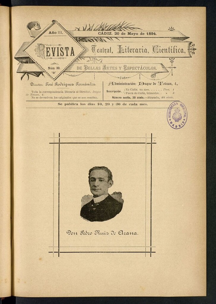 Miniatura de Revista Teatral, Literaria, Científica, de Bellas Artes y Espectáculos. Nº 90