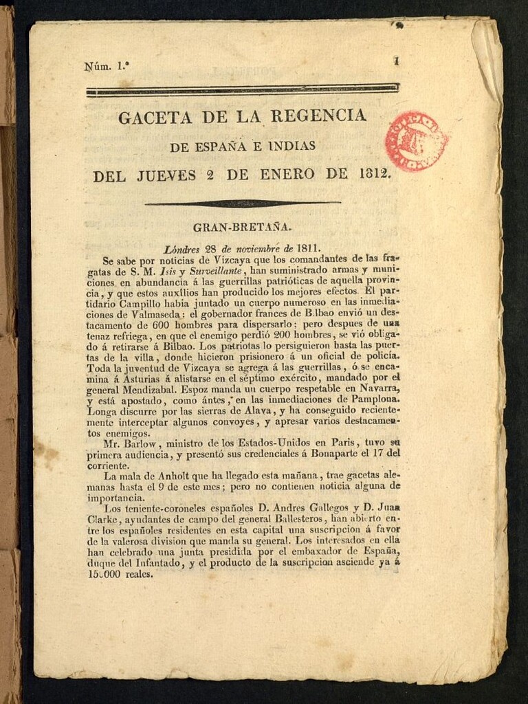 Miniatura de Gazeta de la Regencia de España e Indias