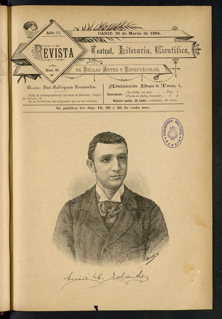Miniatura de Revista Teatral, Literaria, Científica, de Bellas Artes y Espectáculos. Nº 85