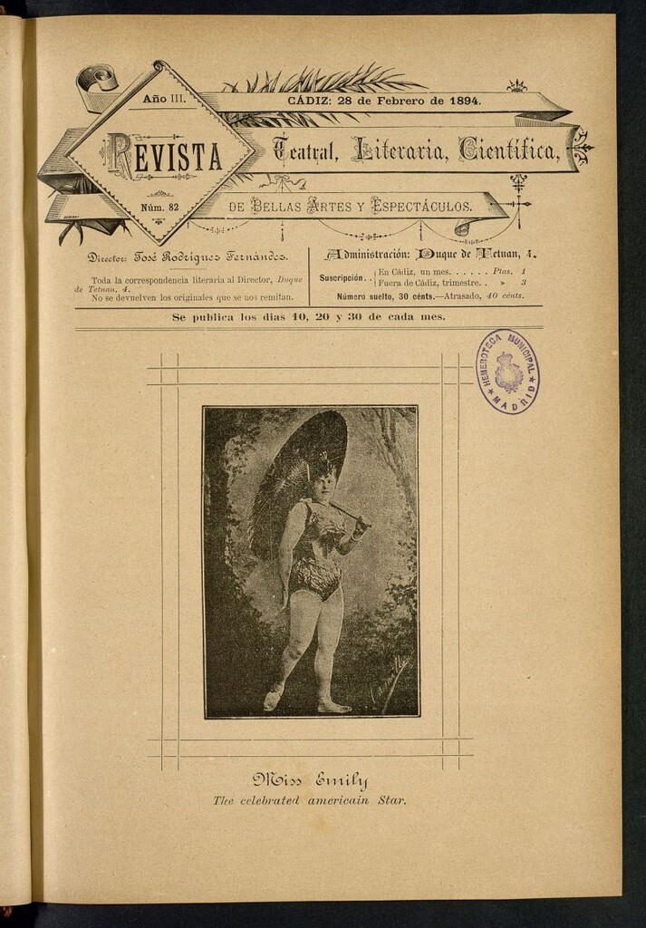 Miniatura de Revista Teatral, Literaria, Científica, de Bellas Artes y Espectáculos. Nº 82