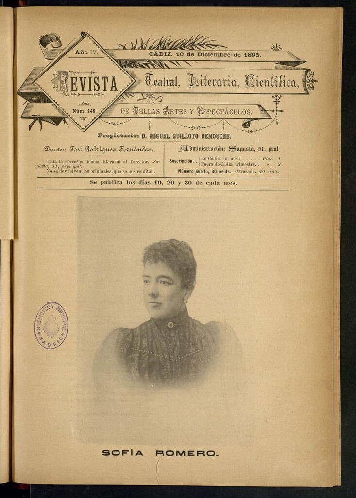 Miniatura de Revista Teatral, Literaria, Científica, de Bellas Artes y Espectáculos. Nº 146