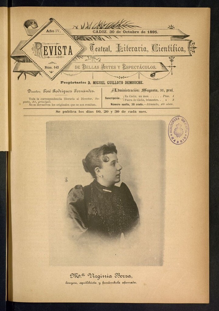 Miniatura de Revista Teatral, Literaria, Científica, de Bellas Artes y Espectáculos. Nº 142