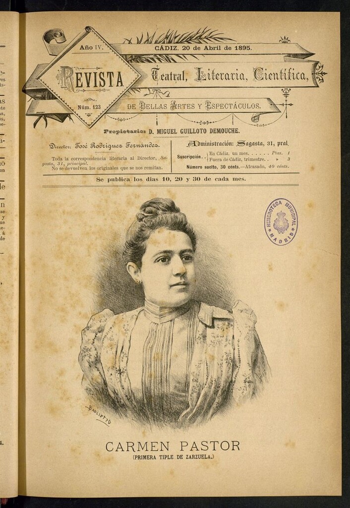 Miniatura de Revista Teatral, Literaria, Científica, de Bellas Artes y Espectáculos. Nº 123