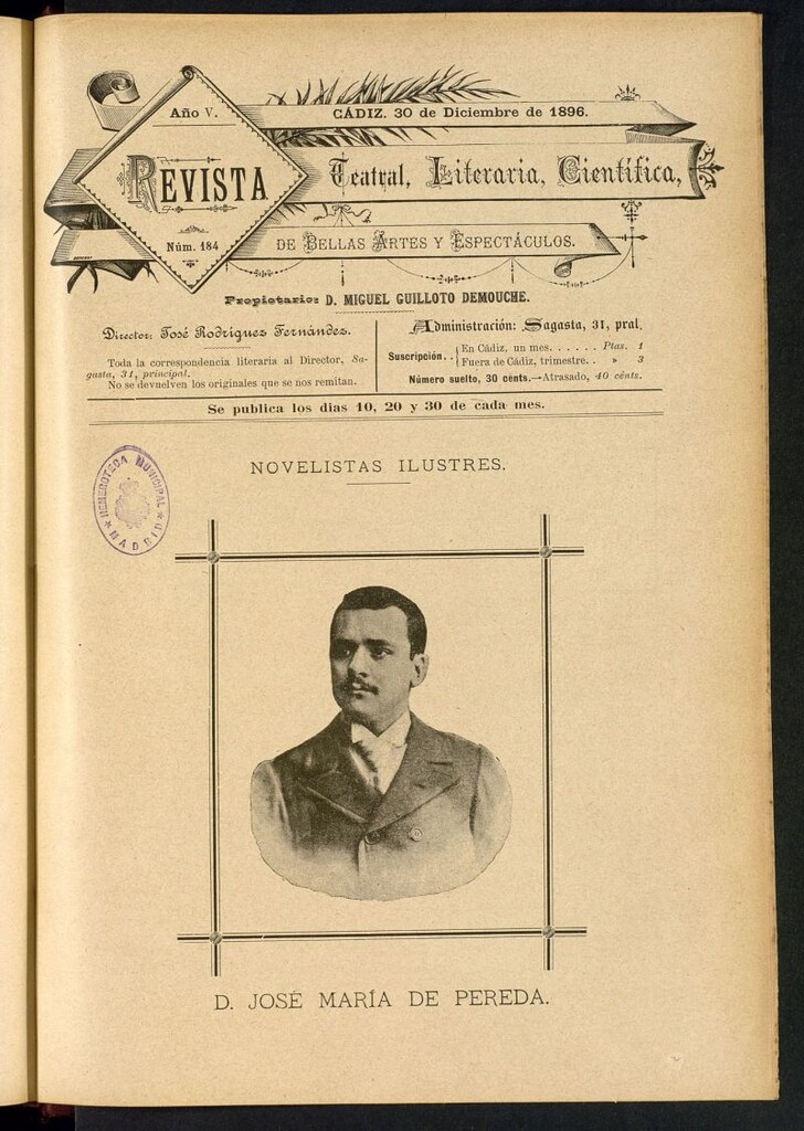 Miniatura de Revista Teatral, Literaria, Científica, de Bellas Artes y Espectáculos. Nº 184