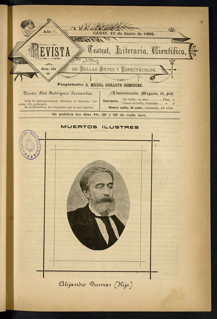 Miniatura de Revista Teatral, Literaria, Científica, de Bellas Artes y Espectáculos. Nº 164
