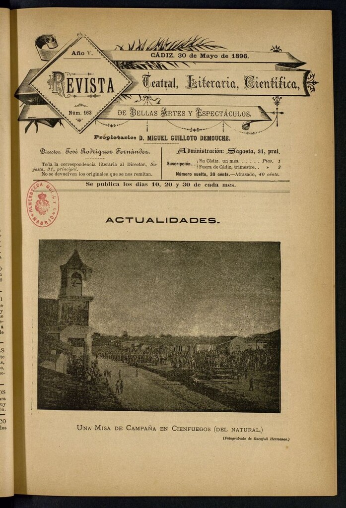 Miniatura de Revista Teatral, Literaria, Científica, de Bellas Artes y Espectáculos. Nº 163
