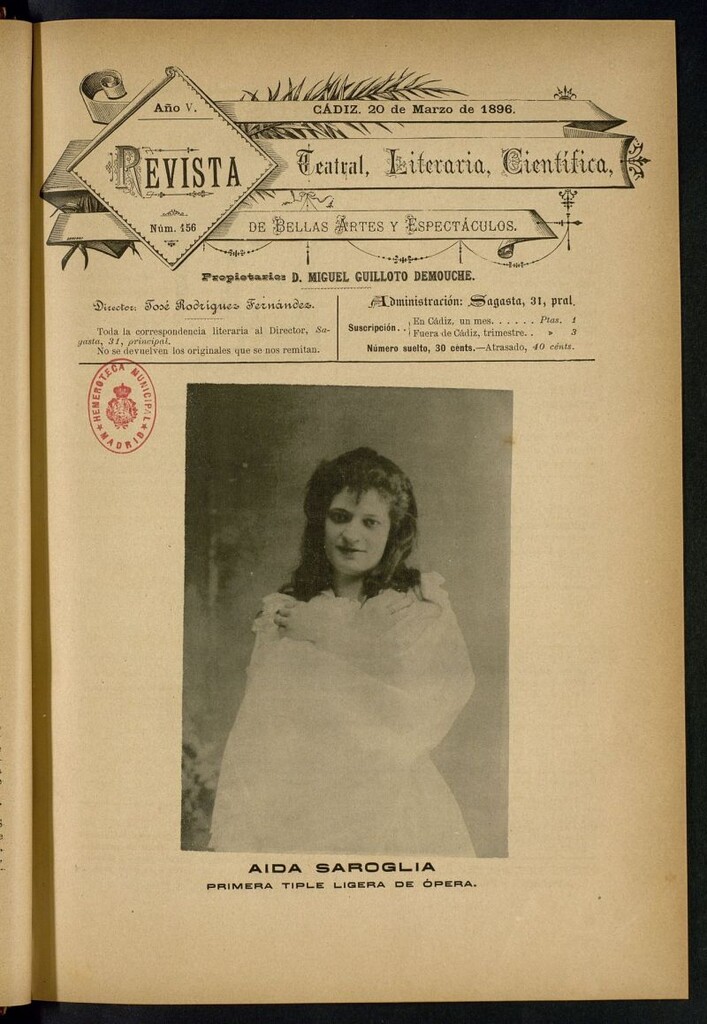 Miniatura de Revista Teatral, Literaria, Científica, de Bellas Artes y Espectáculos. Nº 156