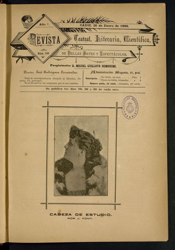 Miniatura de Revista Teatral, Literaria, Científica, de Bellas Artes y Espectáculos. Nº 150