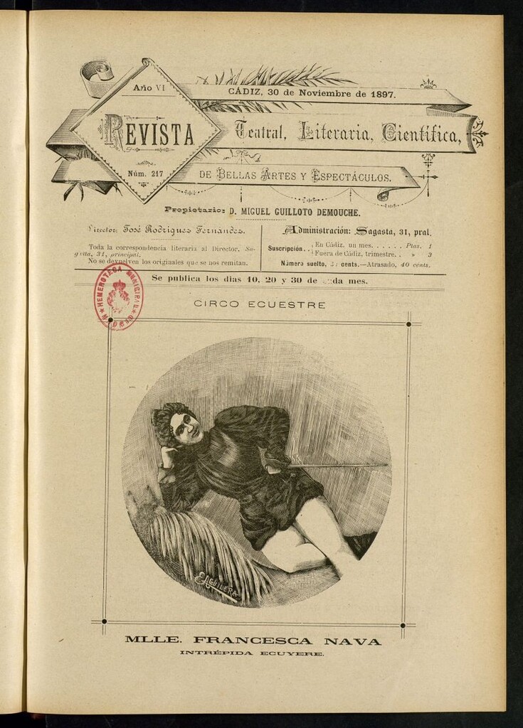 Miniatura de Revista Teatral, Literaria, Científica, de Bellas Artes y Espectáculos. Nº 264