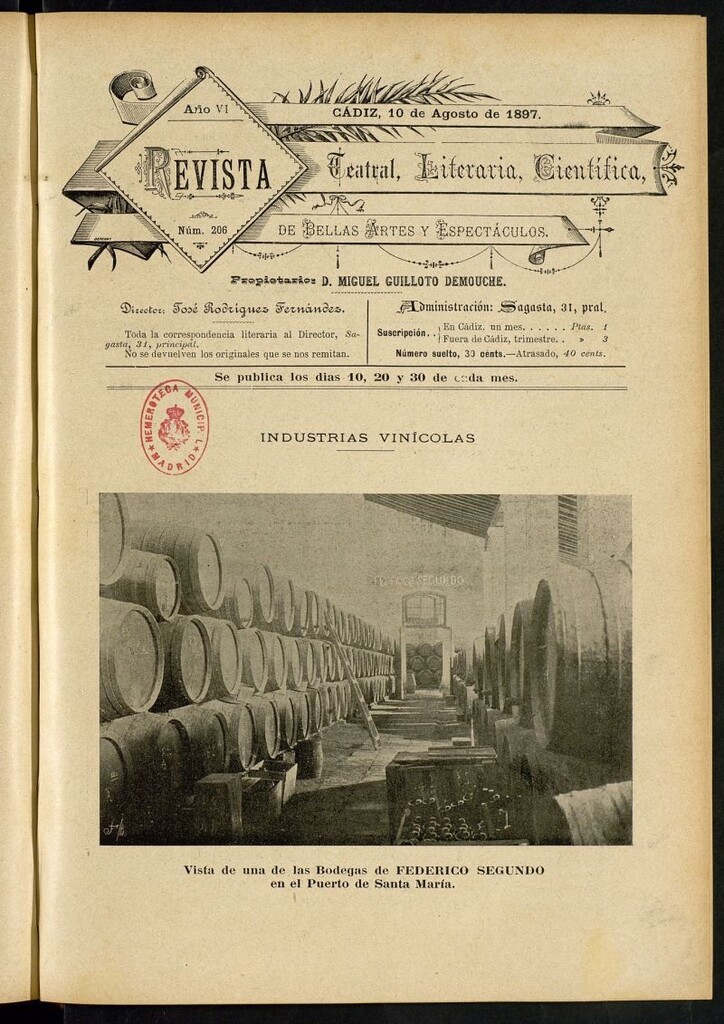 Miniatura de Revista Teatral, Literaria, Científica, de Bellas Artes y Espectáculos. Nº 206