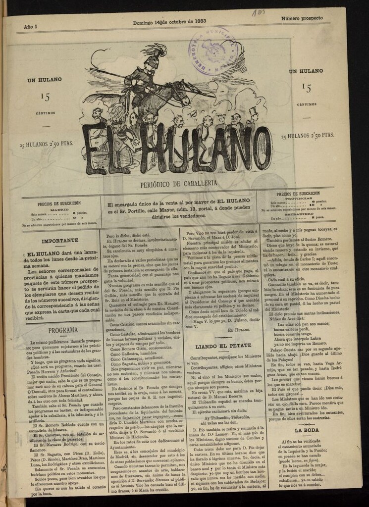 Miniatura de El Hulano: periódico de caballería