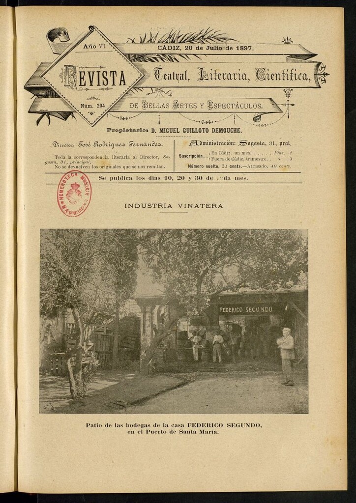 Miniatura de Revista Teatral, Literaria, Científica, de Bellas Artes y Espectáculos. Nº 204