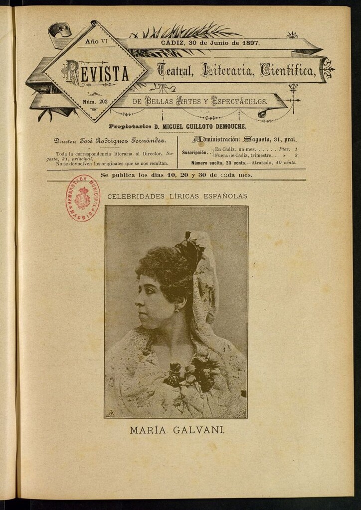 Miniatura de Revista Teatral, Literaria, Científica, de Bellas Artes y Espectáculos. Nº 202