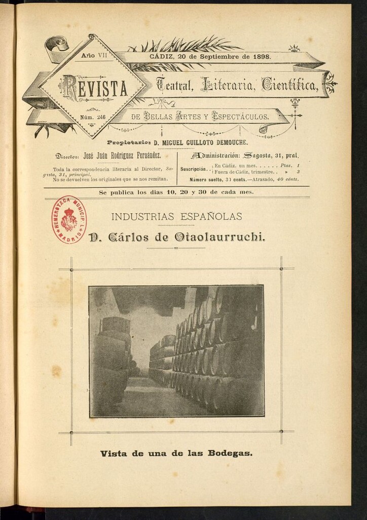 Miniatura de Revista Teatral, Literaria, Científica, de Bellas Artes y Espectáculos. Nº 246