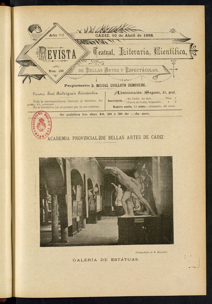 Miniatura de Revista Teatral, Literaria, Científica, de Bellas Artes y Espectáculos. Nº 230