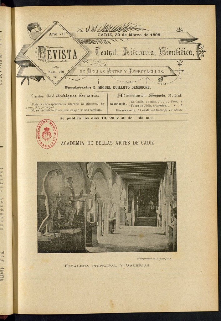 Miniatura de Revista Teatral, Literaria, Científica, de Bellas Artes y Espectáculos. Nº 229