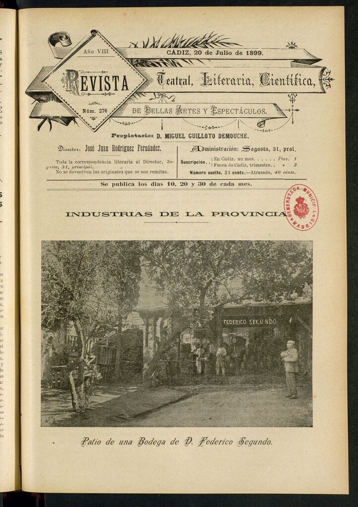 Miniatura de Revista Teatral, Literaria, Científica, de Bellas Artes y Espectáculos. Nº 276