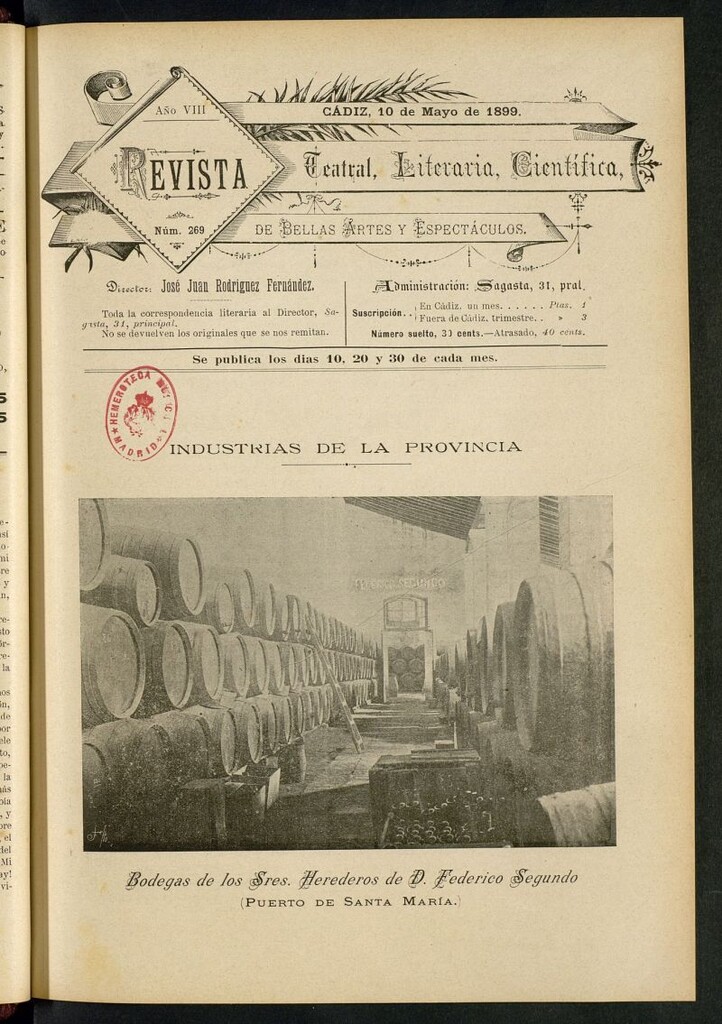 Miniatura de Revista Teatral, Literaria, Científica, de Bellas Artes y Espectáculos. Nº 269