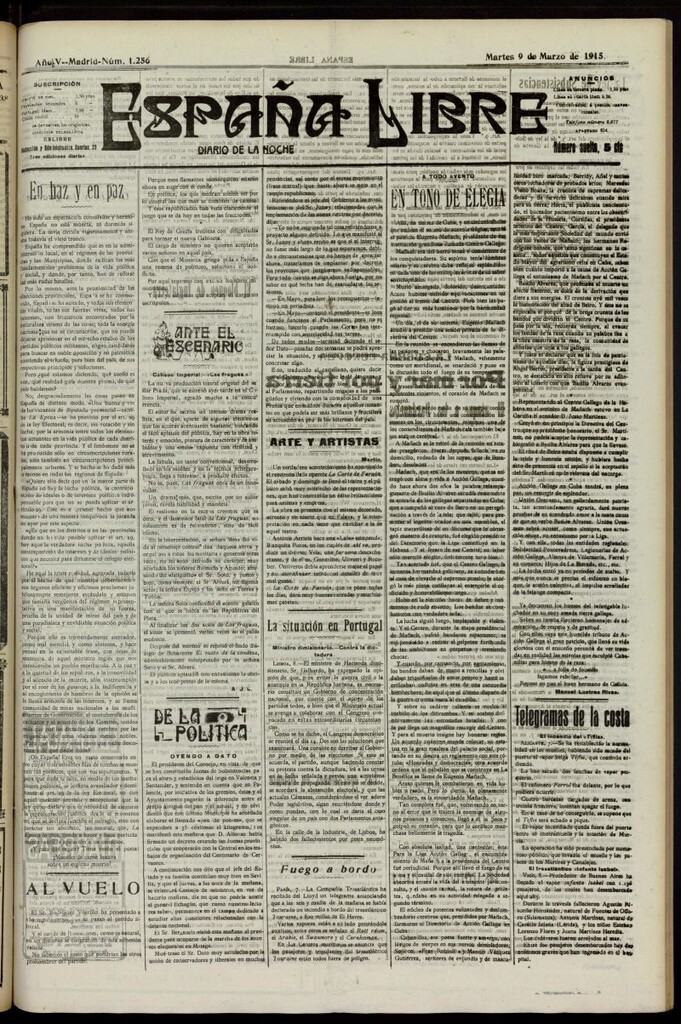 Miniatura de España Libre : Diario de la noche del 9 de marzo de 1915, nº 1256